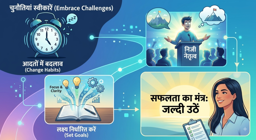 personal leadership and morning habits flowchart in hindi