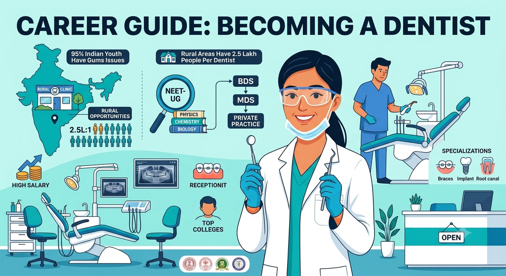Dentist kaise bane complete career guide infographic in Hindi