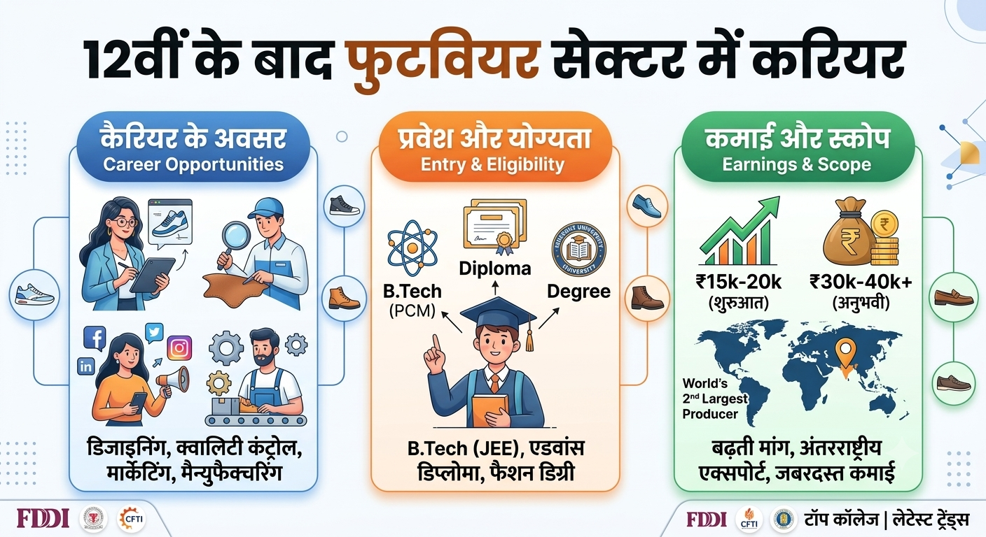12th के बाद फुटवियर टेक्नोलॉजी में करियर - इंफोग्राफिक चार्ट