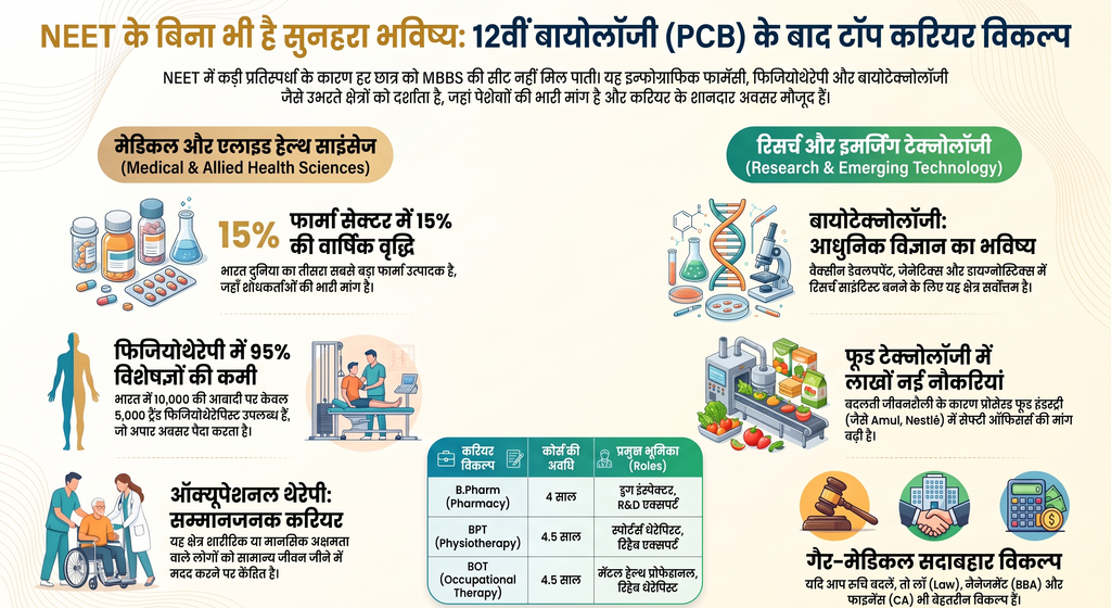 Class 12th Bio के बाद करियर विकल्प: mbbs ke alawa biology stream mein career options chart