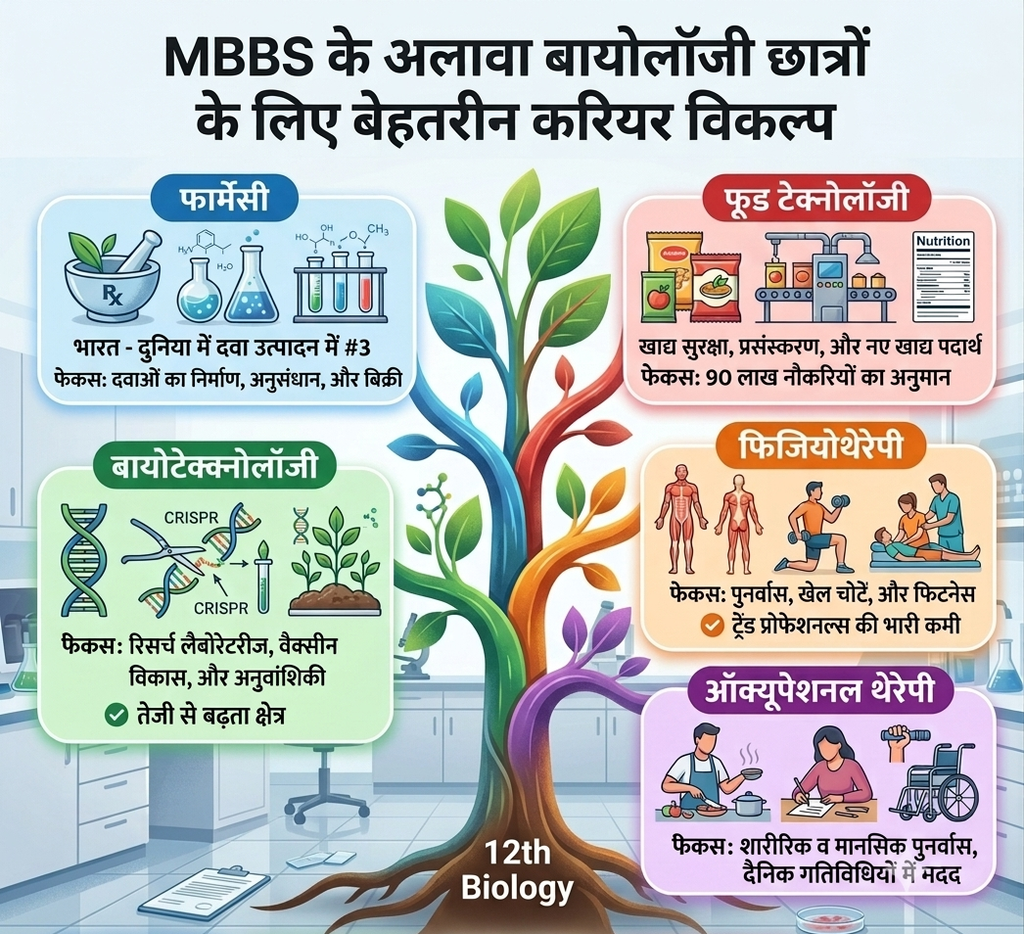 mbbs ke alawa 12th biology ke baad career options infographic hindi