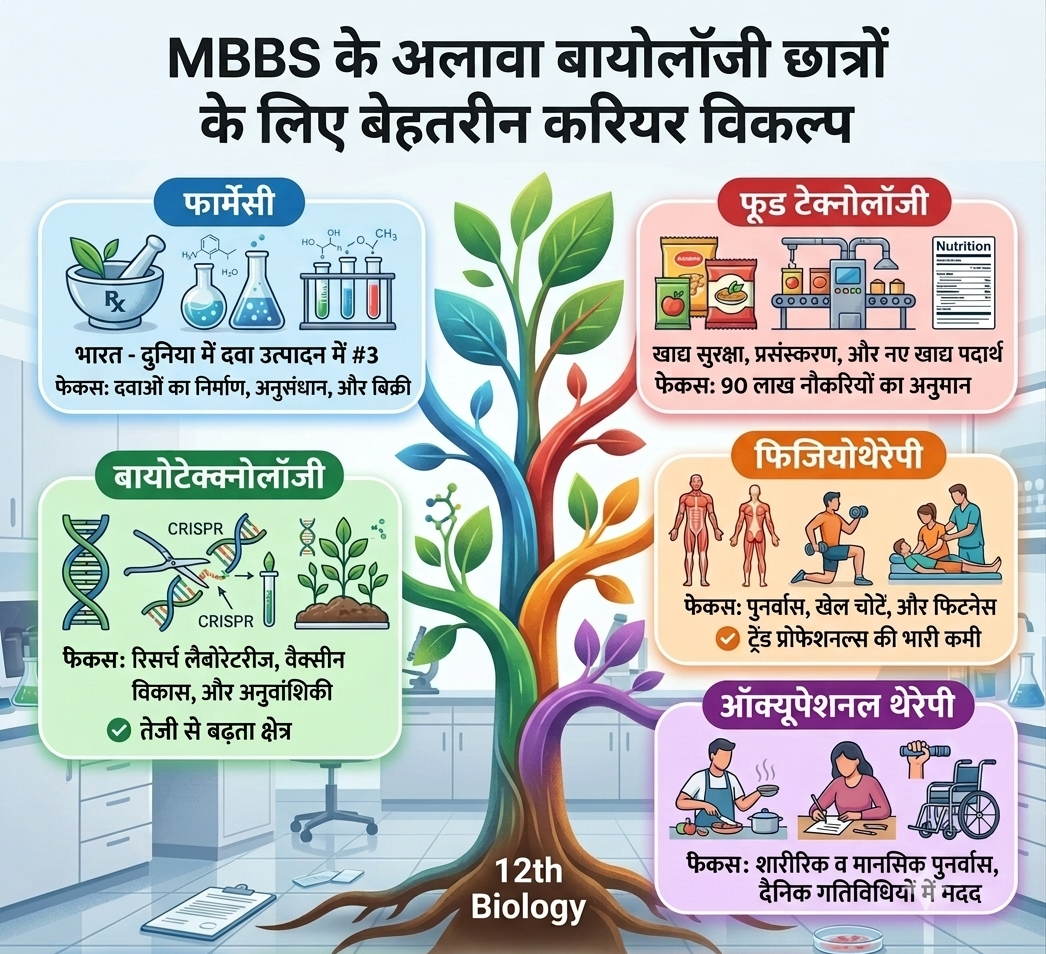 mbbs ke alawa 12th biology ke baad career options infographic hindi