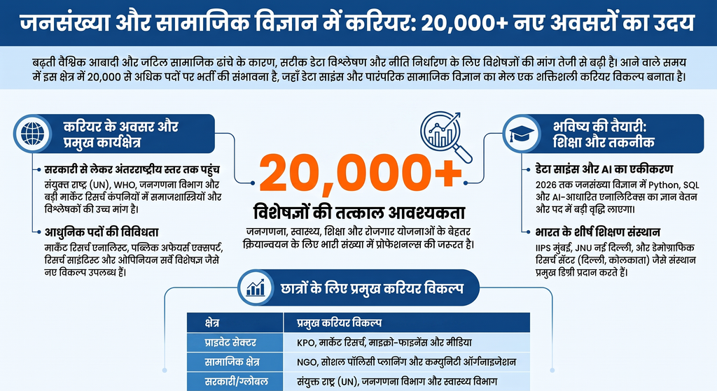 Population Science me Career scope chart and top colleges in India