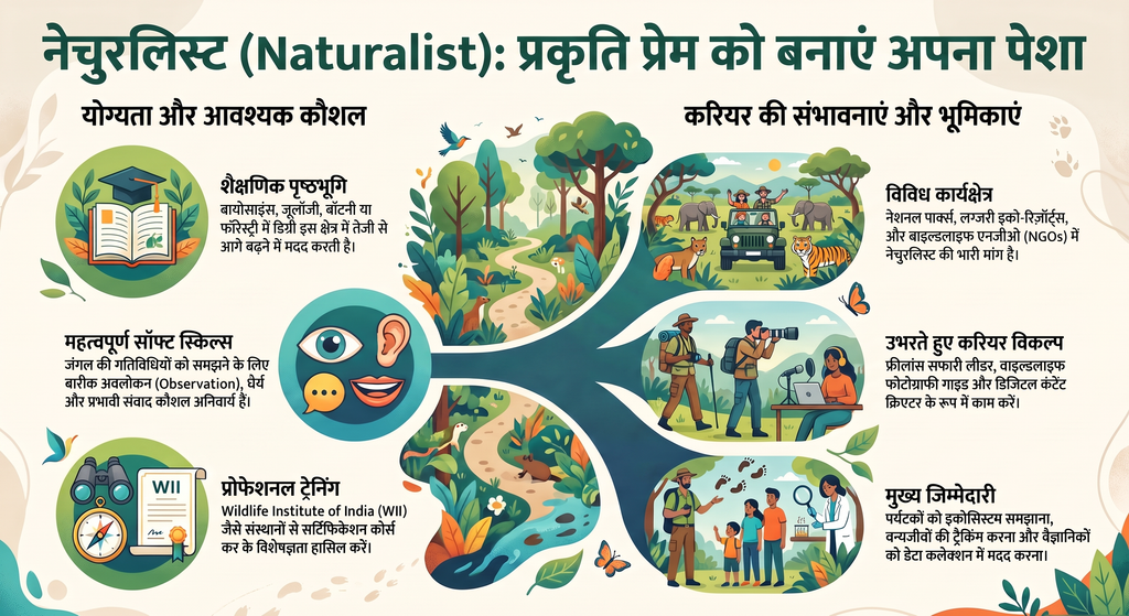 नेचुरलिस्ट (Naturalist) में करियर: naturalist leading wildlife safari tour in indian national park