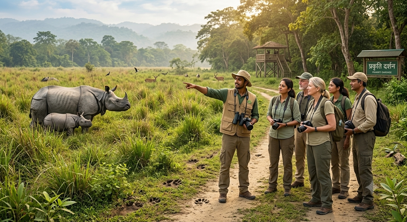 naturalist leading wildlife safari tour in indian national park