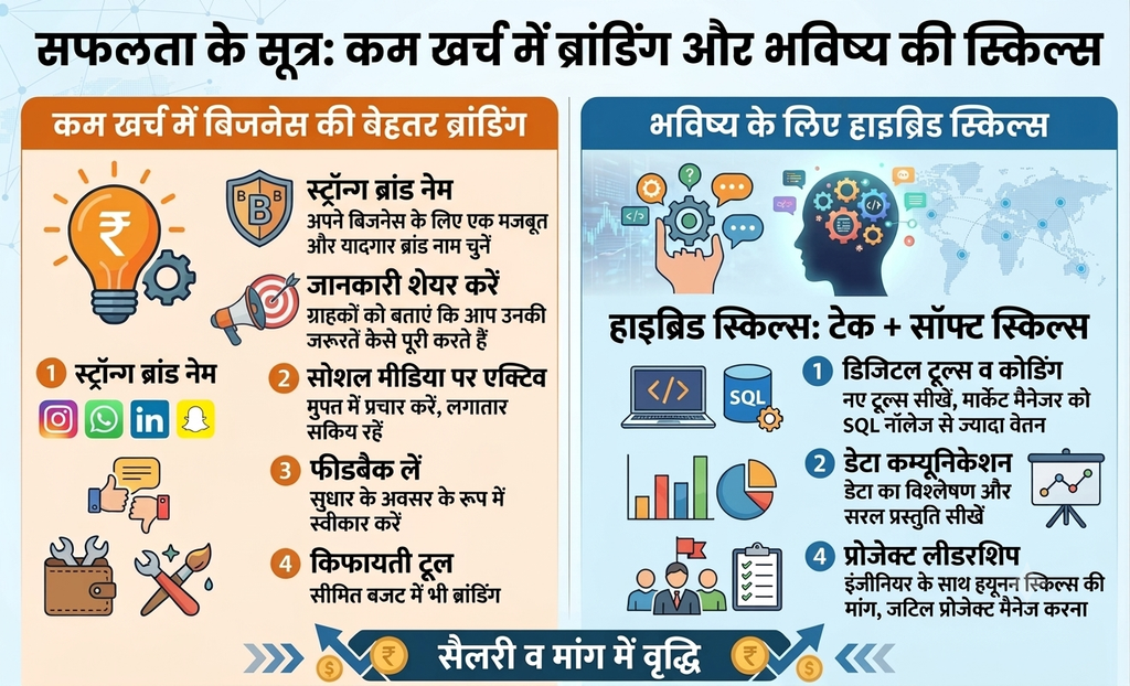 कम खर्च में बिजनेस ब्रांडिंग और हाइब्रिड स्किल्स गाइड का इन्फोग्राफिक