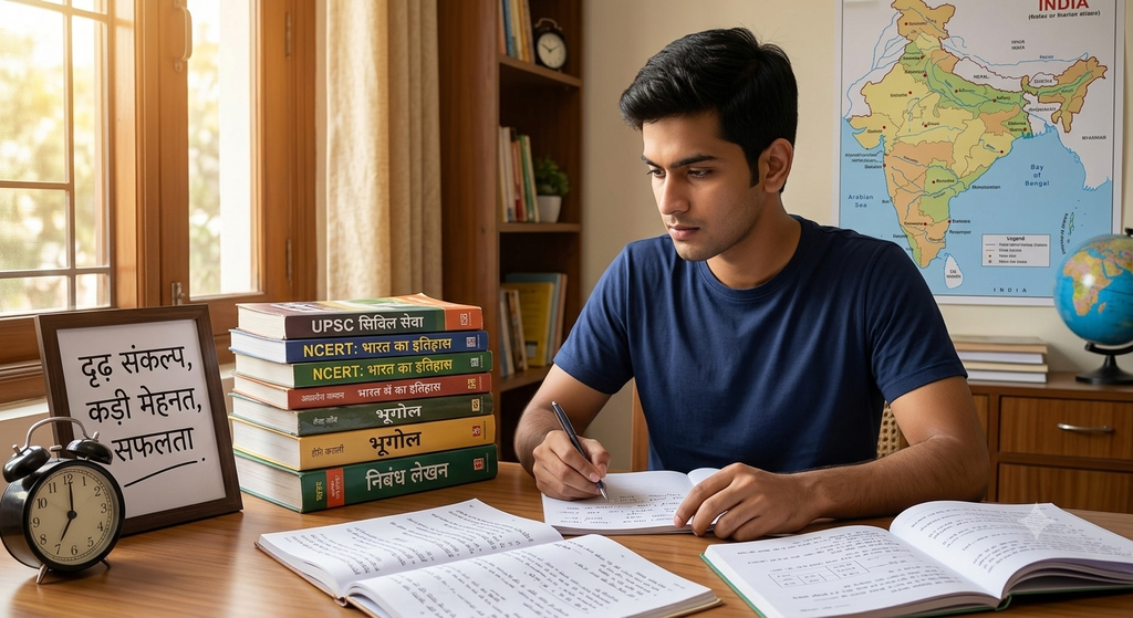 UPSC Exam Preparation Books and Study Desk in Hindi