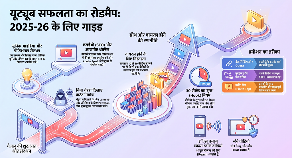 यूट्यूब से पैसे कैसे कमाएं - यूट्यूब चैनल ग्रो करने की इंफोग्राफिक गाइड