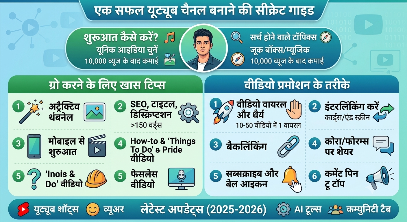यूट्यूब से पैसे कैसे कमाएं - यूट्यूब चैनल ग्रो करने की इंफोग्राफिक गाइड